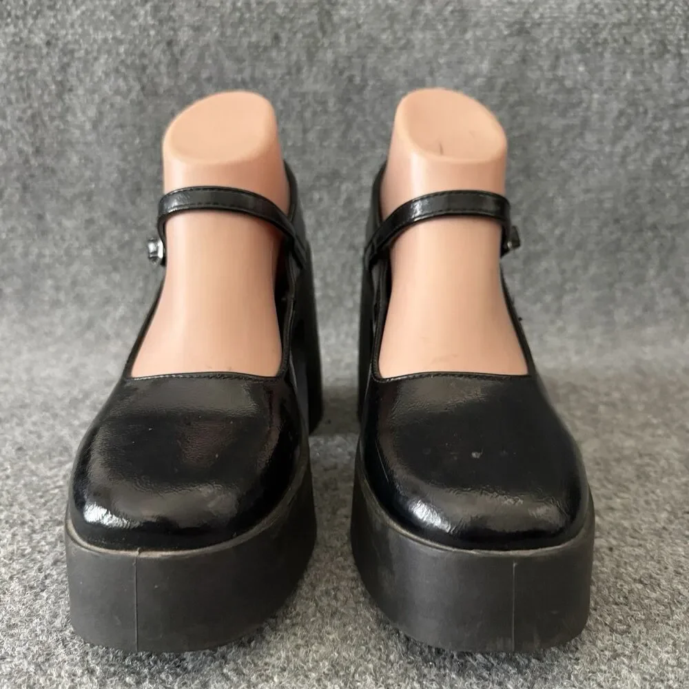 ASOS DESIGN Polar Chunky Platform Mary Jane High Heel Shoes Patent Buckle Size 6